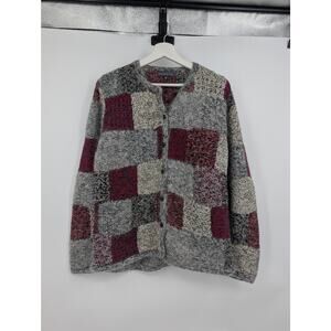 Northern Isles Color Block Button Cardigan Wool Mohair Cotton Comfy Cold Weather